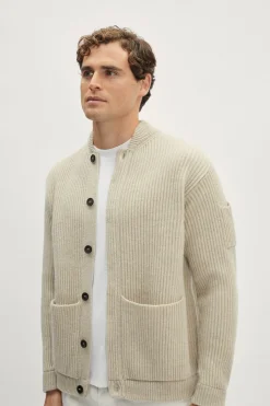 Bomber a Coste in Lana Cardata