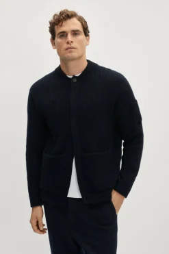 Bomber a Coste in Lana Cardata