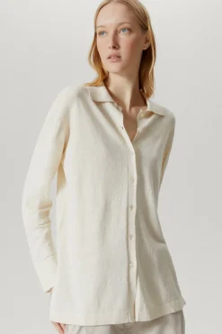 Camicia A Manica Lunga In Lino Cotone