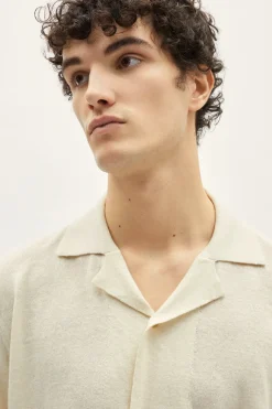 Camicia Collo Bowling in Lino Cotone