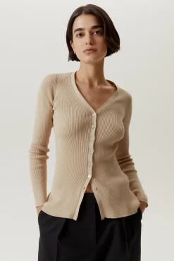 Cardigan a coste in Cotone Organico