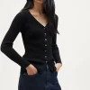 Cardigan a coste in Cotone Organico