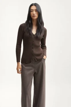 Cardigan a coste in Cotone Organico