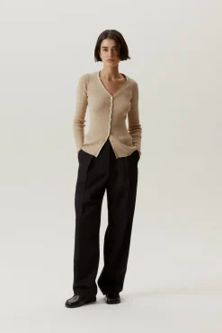 Cardigan a coste in Cotone Organico