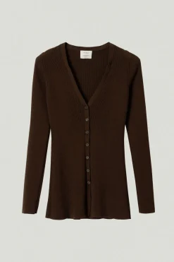 Cardigan a coste in Cotone Organico