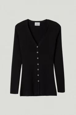 Cardigan a coste in Cotone Organico