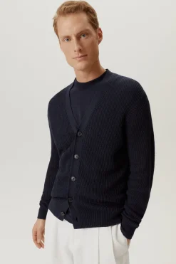 Cardigan a Costine in Lino e Cotone
