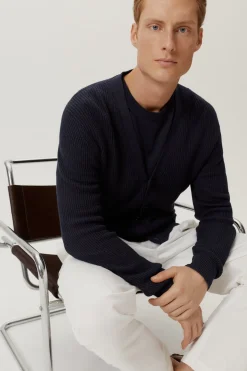 Cardigan a Costine in Lino e Cotone