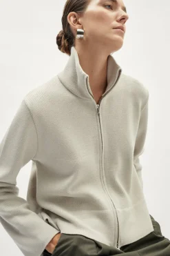 Giacca a collo alto con zip in Lana Merino