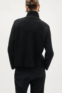 Giacca a collo alto con zip in Lana Merino