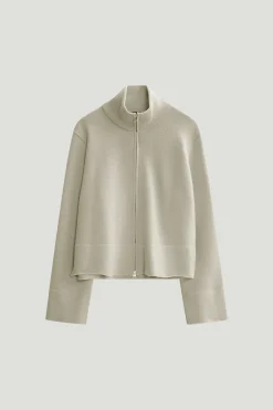 Giacca a collo alto con zip in Lana Merino
