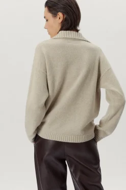 Giacca con Collo Polo in Lana Cardata