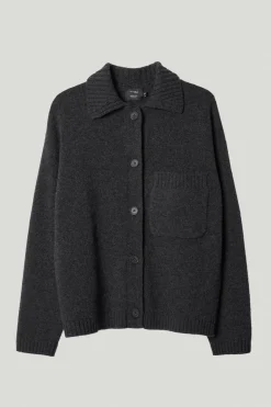 Giacca con Collo Polo in Lana Cardata