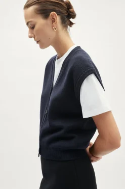 Gilet con bottoni in Lana Merino