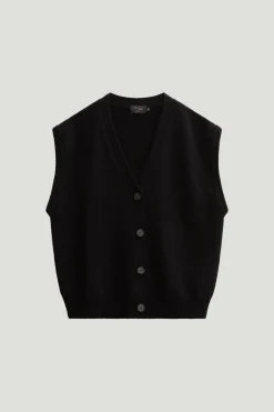 Gilet con bottoni in Lana Merino
