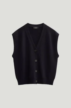 Gilet con bottoni in Lana Merino