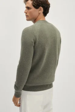 Girocollo in Lana Cardata con manica raglan
