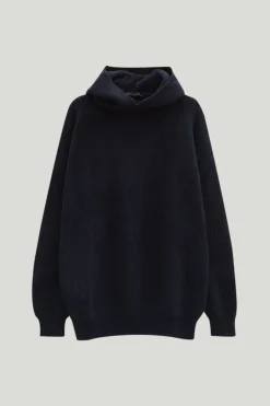 Maglia con Cappuccio a Coste in Lana Cardata - Versione Imperfect