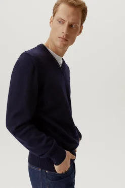 Maglia con scollo a V in Lana Merino
