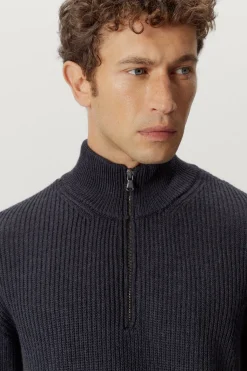 Maglia con Zip in Lana Merino