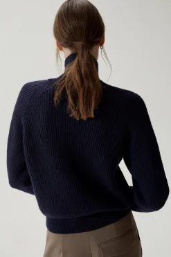 Maglia Crop con collo alto in Lana Merino