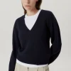Maglia Crop con Scollo a "V" in Lana Merino