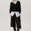 Maglia Crop con Scollo a "V" in Lana Merino