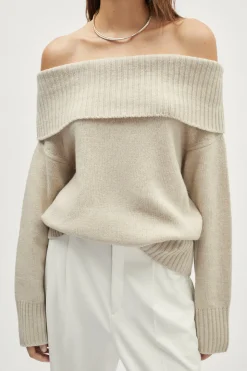 Maglia scollata in Lana Cardata