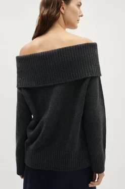 Maglia scollata in Lana Cardata