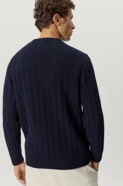 Maglia Vintage con Scollo a V in Lana Cardata