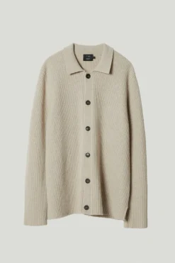 Overshirt a Coste in Lana Cardata