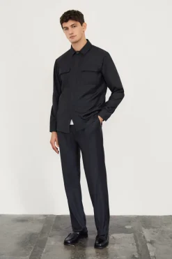 Overshirt Sartoriale in Lana Pettinata
