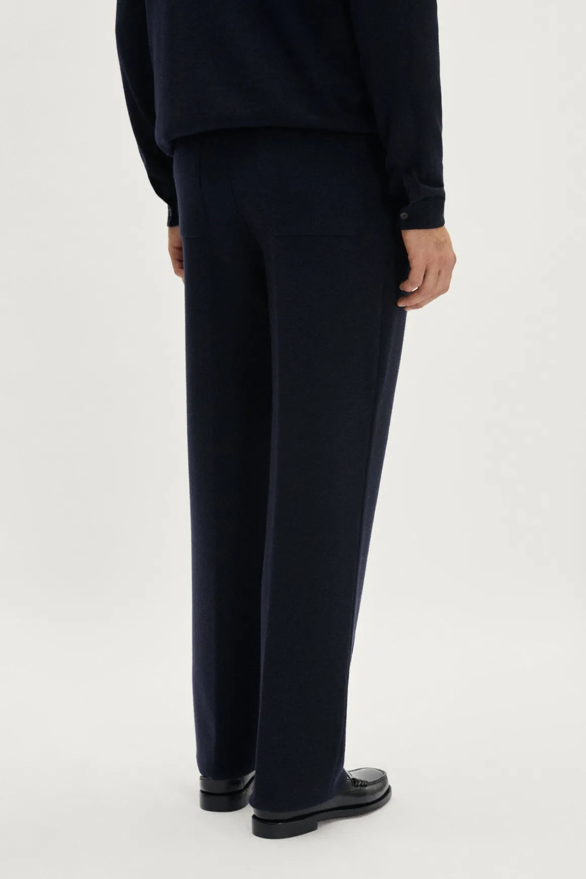 Pantaloni in Maglia a Taglio Dritto in Lana Merino