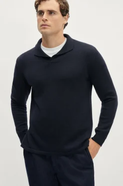 Polo con Collo Sciallato in Lana Merino