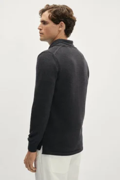 Polo con Collo Sciallato in Lana Merino