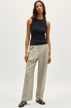 Tank Top a coste in Lino Cotone