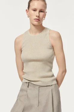 Tank Top a coste in Lino Cotone