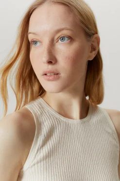 Tank Top a coste in Lino Cotone