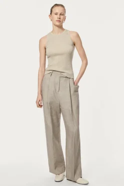 Tank Top a coste in Lino Cotone