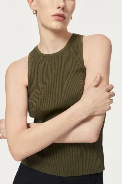 Tank Top a coste in Lino Cotone