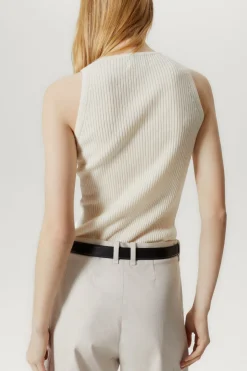 Tank Top a coste in Lino Cotone