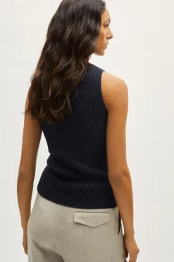 Tank Top a coste in Lino Cotone