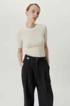 T-shirt a coste in Lana Ultrasoft