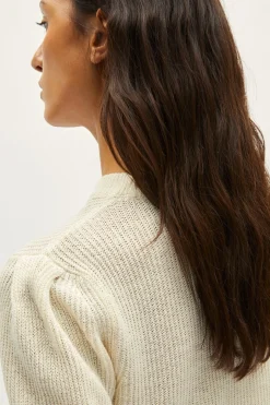 T-Shirt a Coste in Lino Cotone con Pinces